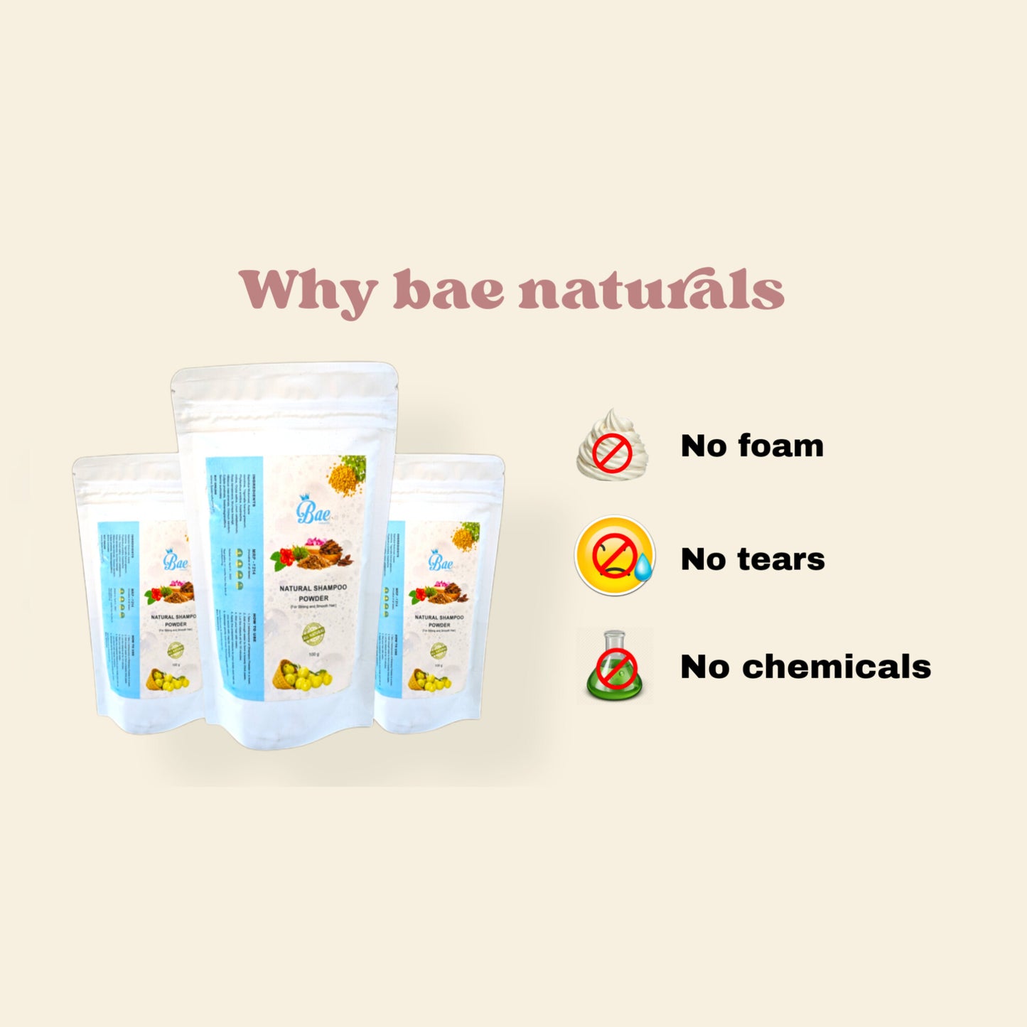 Bae naturals golden powder - Organic and natural shampoo powder for hair growth and damage repair (100g)