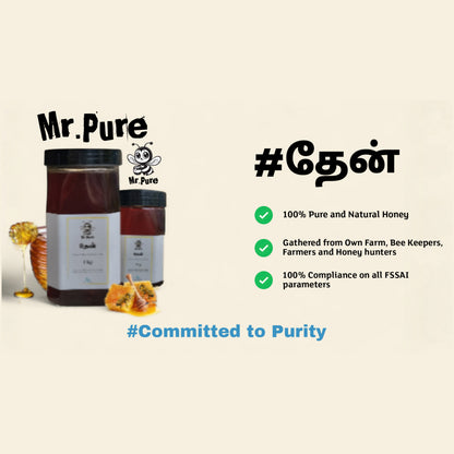 Mr.Pure Real Honey (1KG) – 100% Pure Punjab variety Honey | Best Natural Honey for instant energy, Digestive issues and Medical purpose.