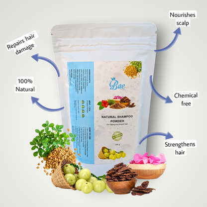 Bae naturals golden powder - Organic and natural shampoo powder for hair growth and damage repair (100g)